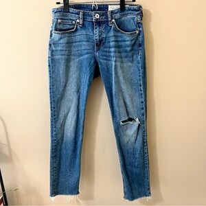 Rag & Bone Dre Low Rise Slim Boyfriend Jeans 26 Pismo W/ Holes Womens Denim